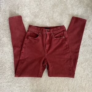 Uniqlo Skinny High-Rise‎ Red Ankle Jeans